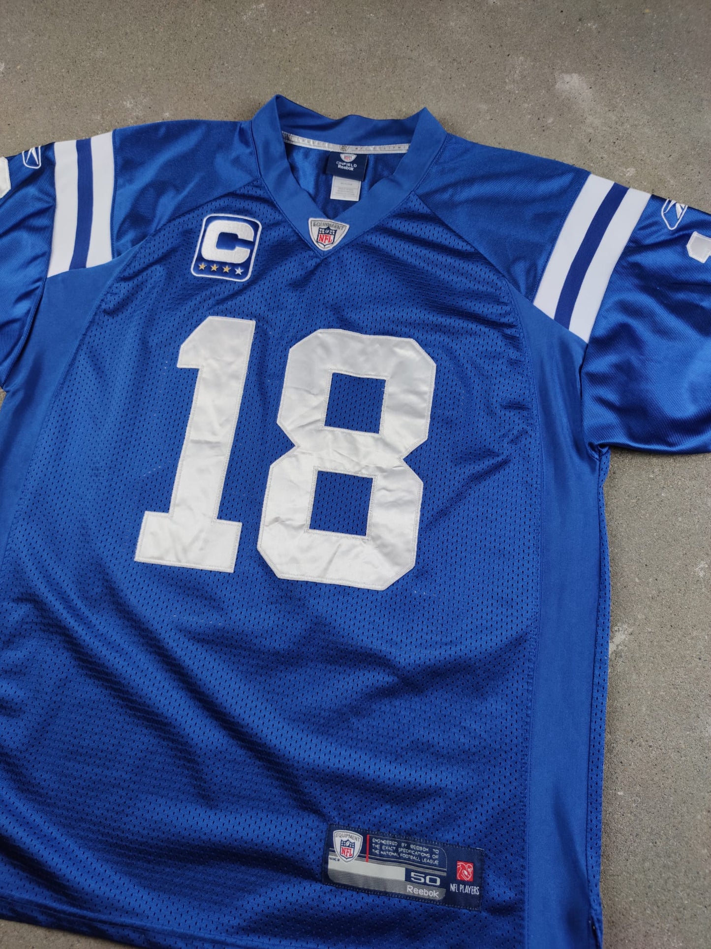 Peyton Manning #18 Colts Captain Patch Jersey Reebok Authentic